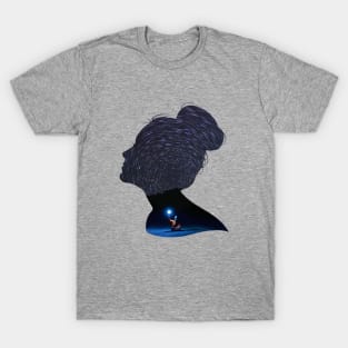 Woman silhouette starry trails night T-Shirt